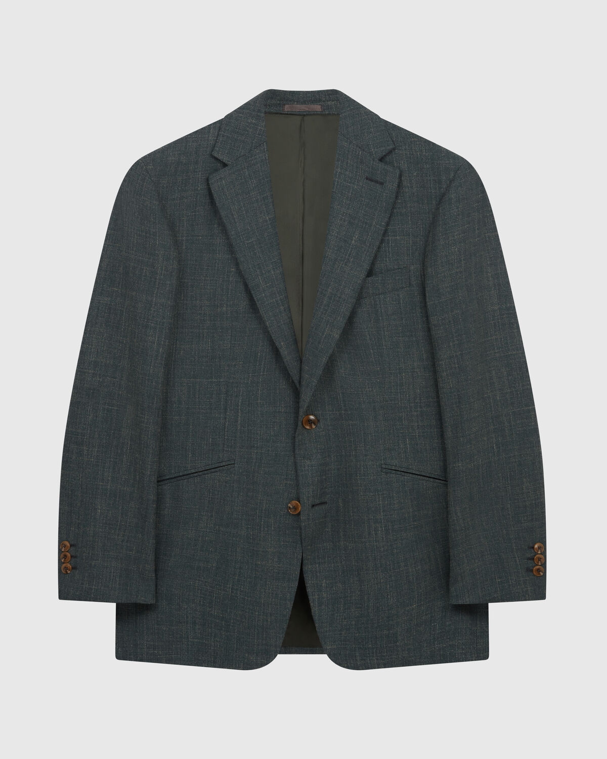 Dark Green Wool-Silk-Linen 2 Piece Suit by Tallia Delfino