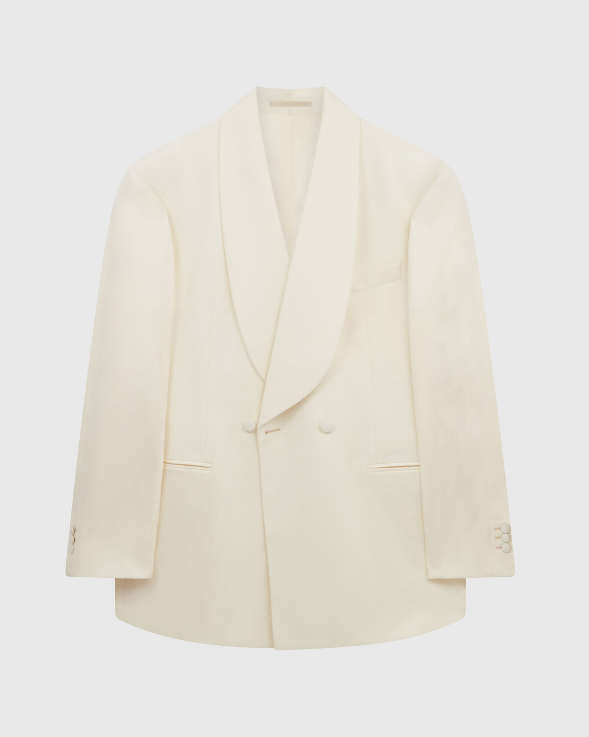 Off-White Wool-Cashmere & Black Tropical Wool Dinner Suit by Tollegno & Loro Piana