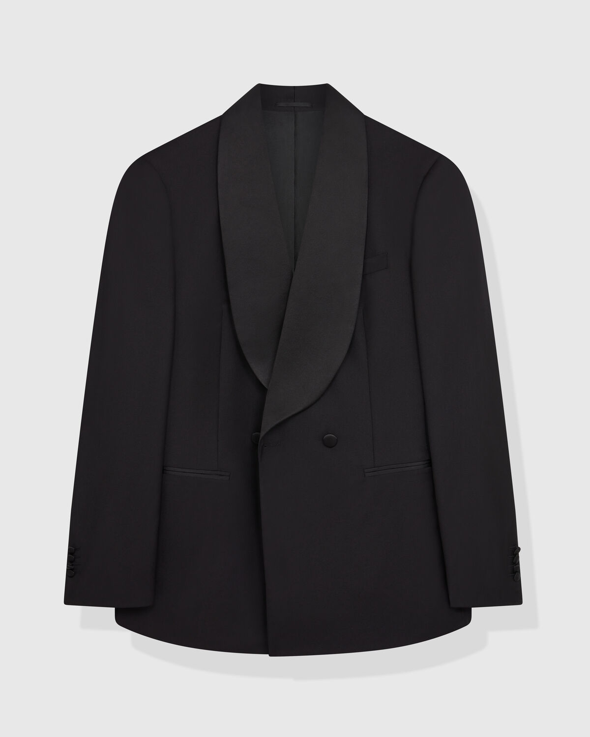 Black Crepe 2x2 Double-Breasted Dinner Suit by Zignone