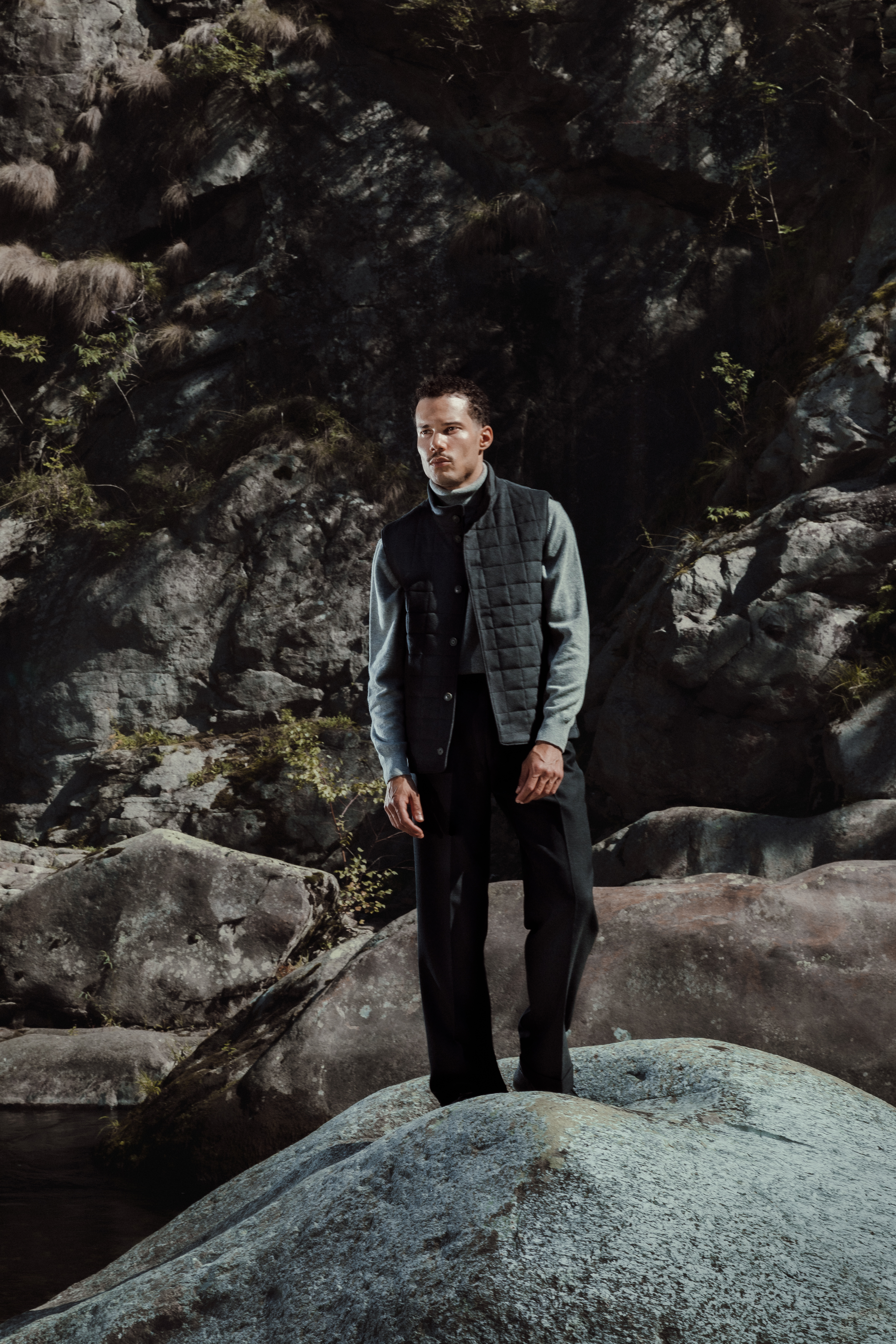 Charcoal Camel Hair Gilet & Charcoal Birdseye Trousers