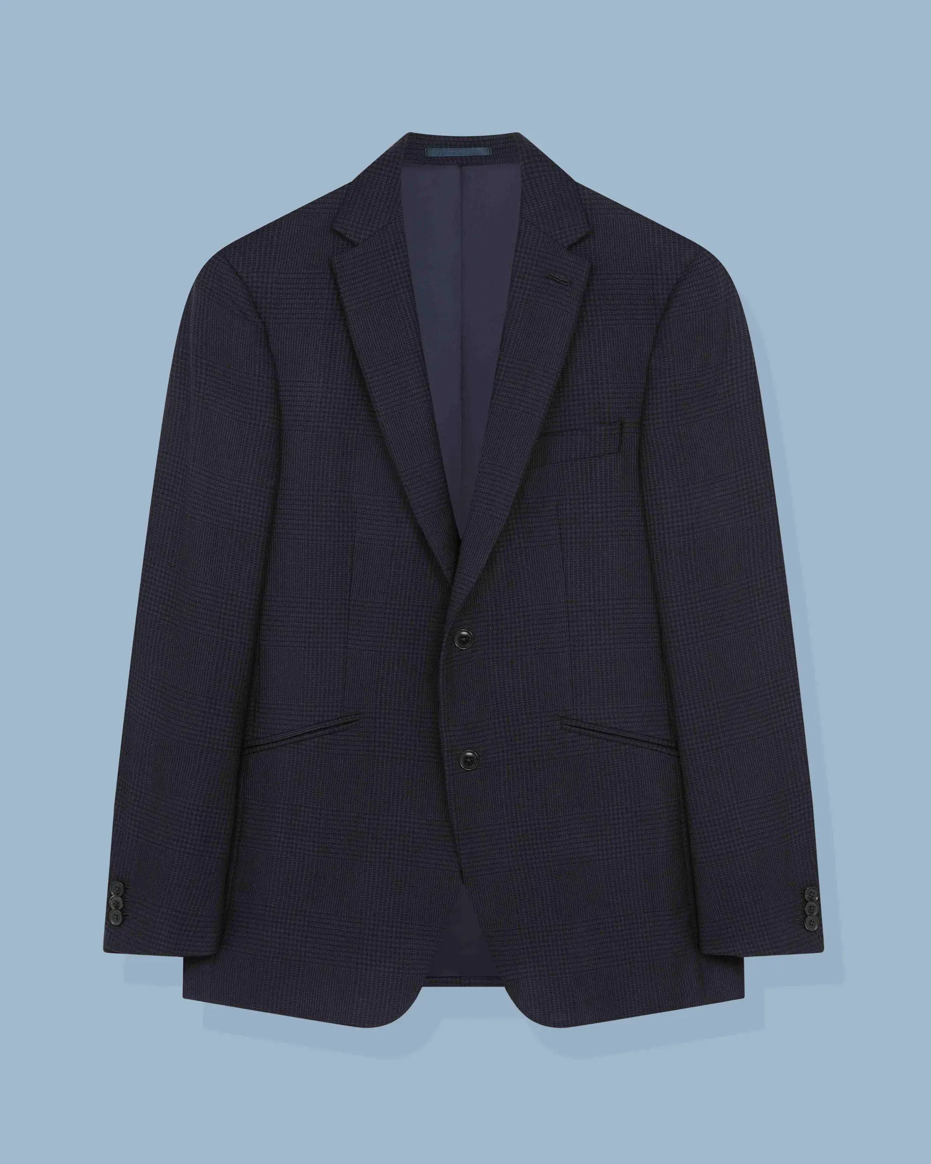 French Navy Glencheck Wool/Silk by Ermenegildo Zegna