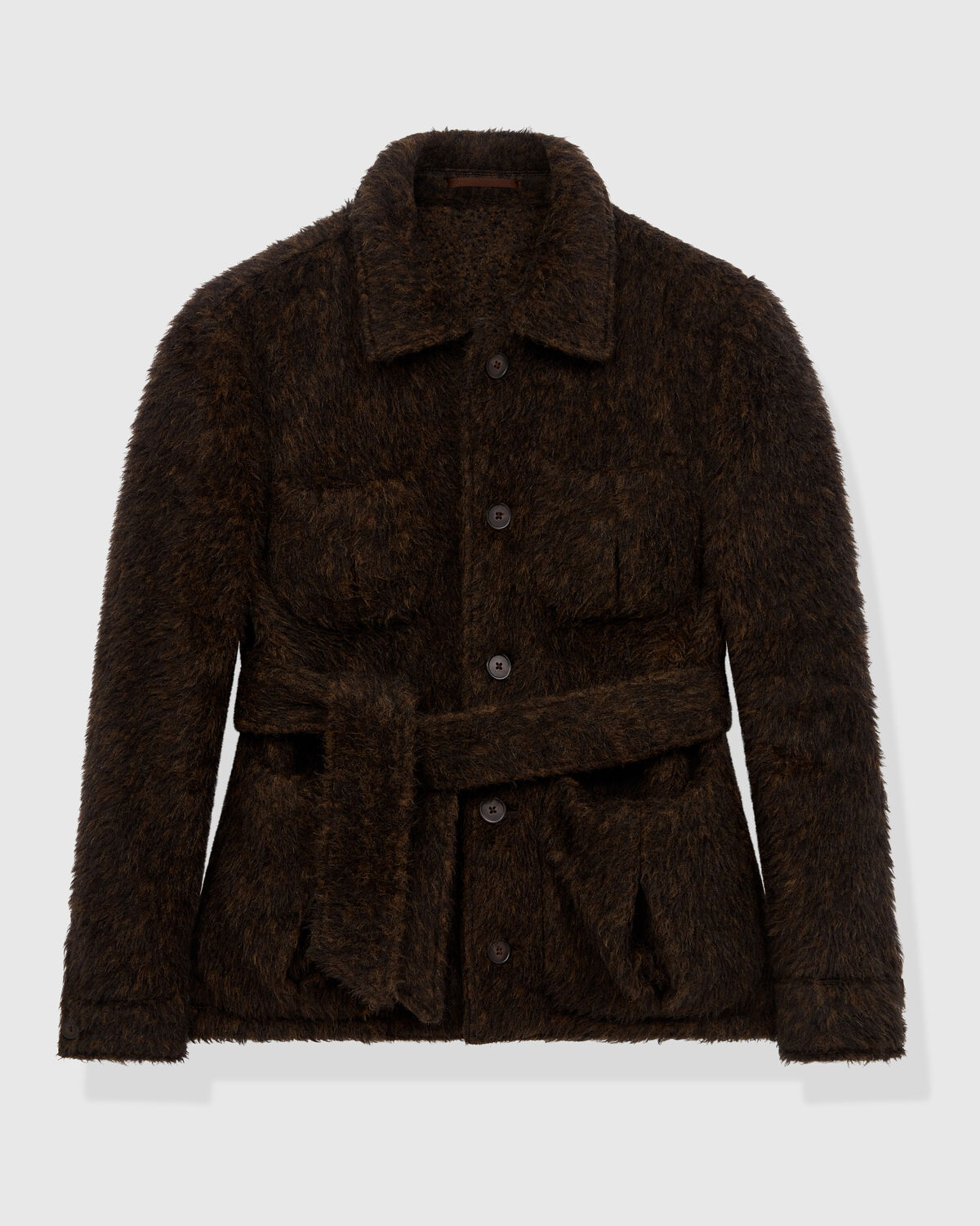 Brown Melange Alpaca-Blend Safari Jacket by Opera Piemontese