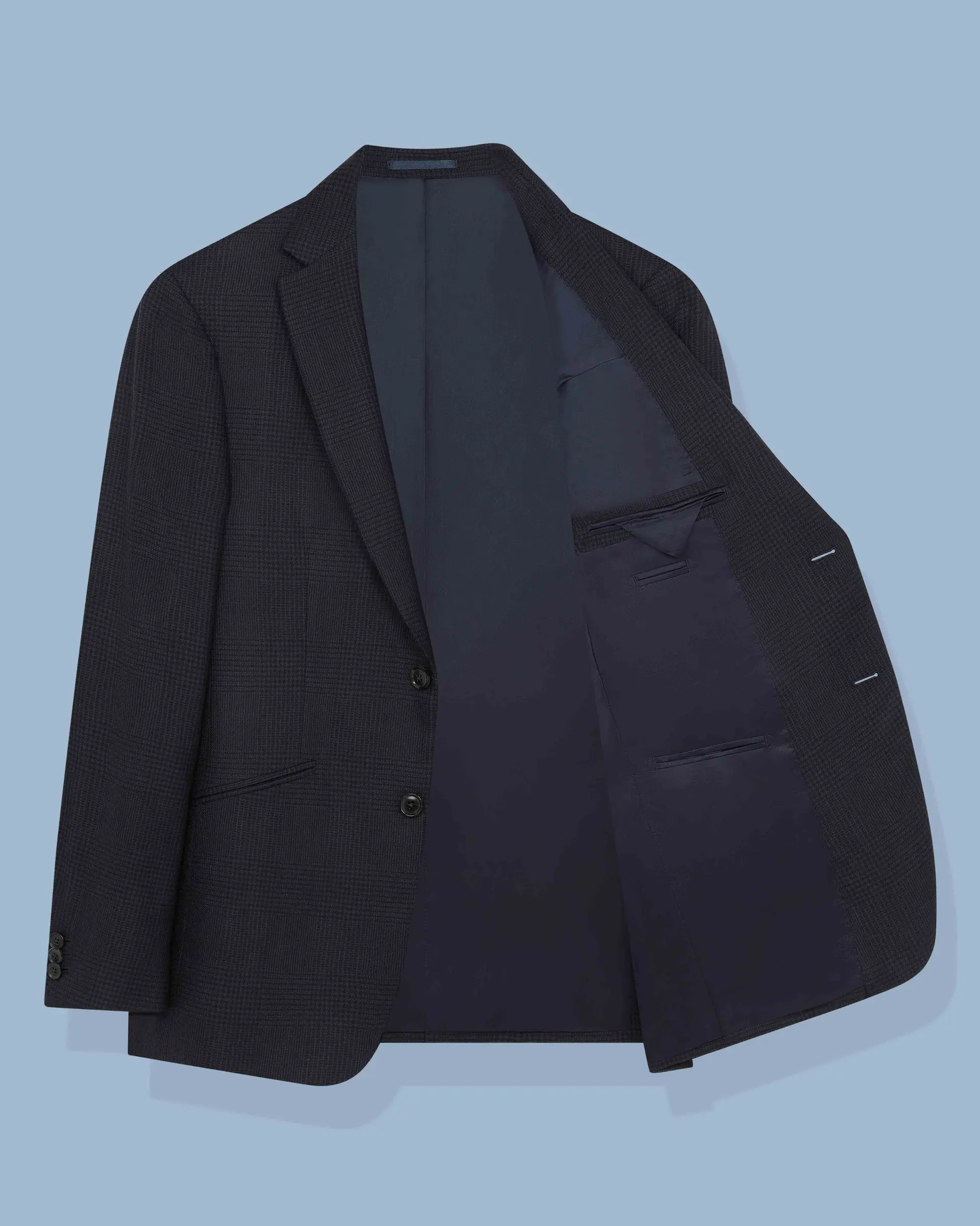 French Navy Glencheck Wool/Silk by Ermenegildo Zegna
