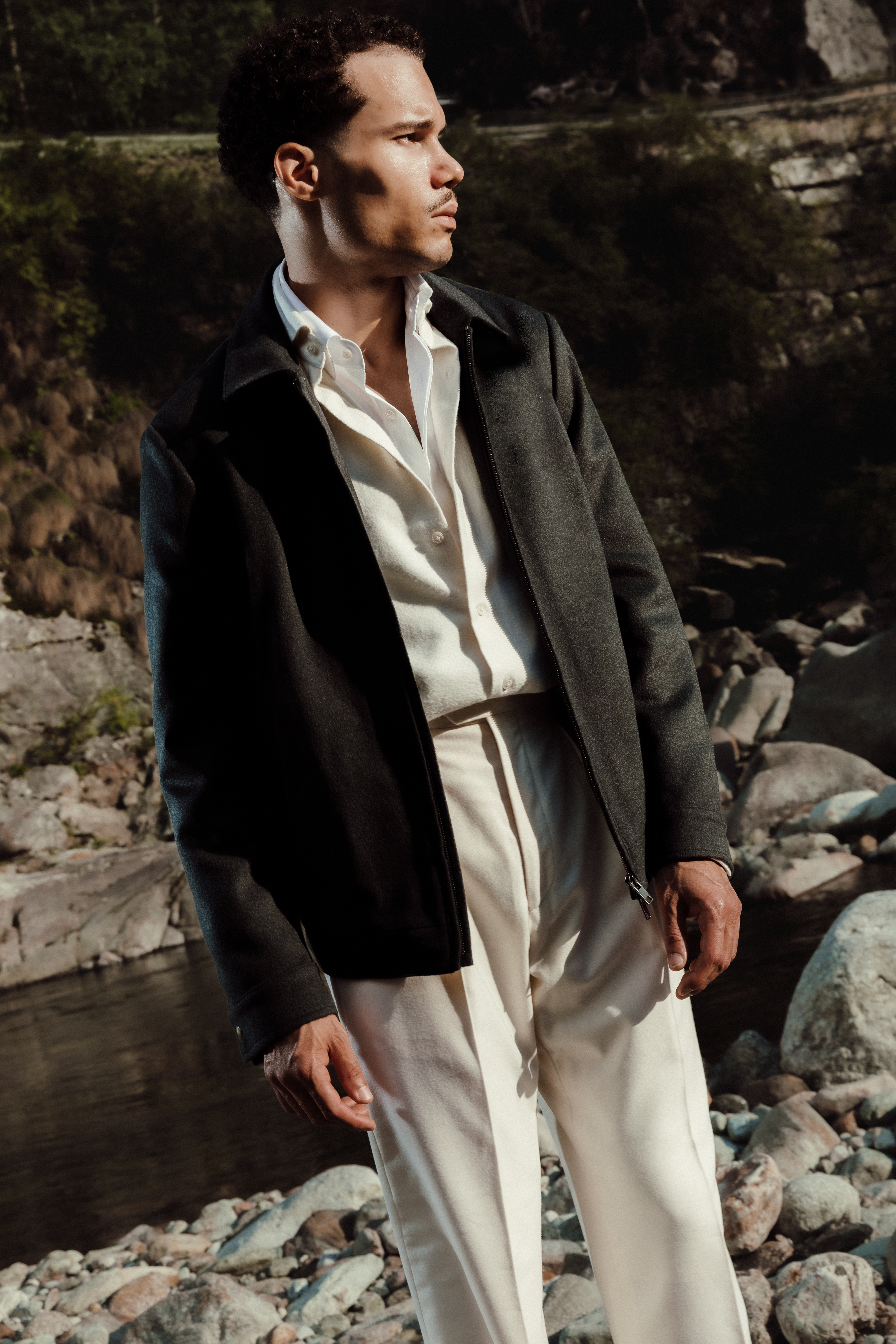 Charcoal Camel Hair Blouson